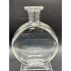 Heavy Glass Circular Decanter 6" x 4.5" Vintage